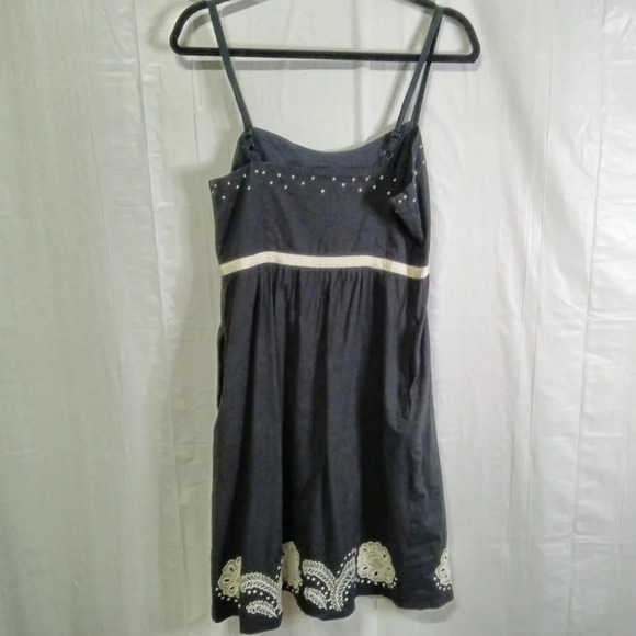 Anthropologie Moulinette Soeurs Embroidered Black Dress Size 8 - Picture 6 of 13
